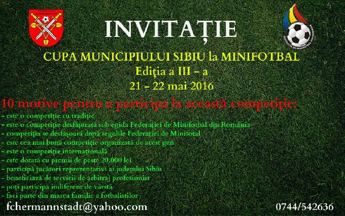 Invitatie Cupa Municipiului Sibiu la minifotbal